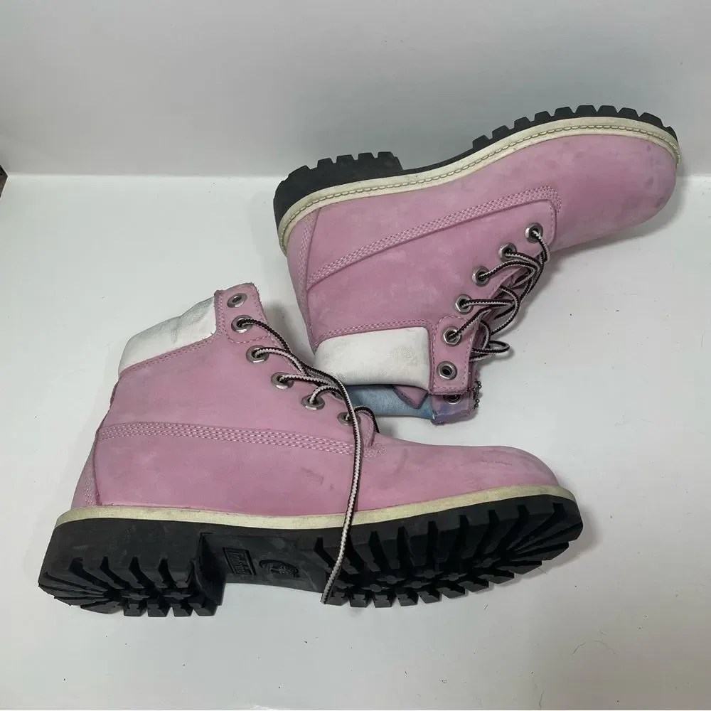 Timberland Pink & White Classic Leather Boots
